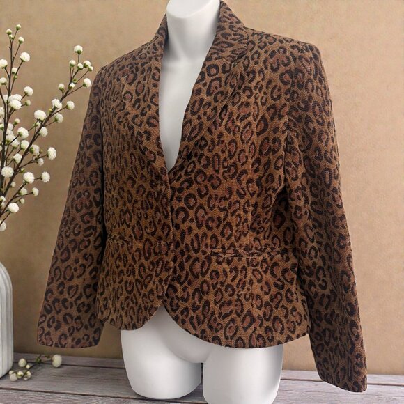 Pantology Jackets & Blazers - Vintage Pantology Leopard Print Blazer | Brown & Black | Size 10P